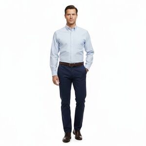 Stafford Essentials Mens Oxford Shirt Size 18 34-35 Light Blue Classic Fit